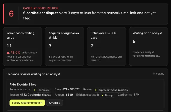 Card Disputes Workbench running on sample data