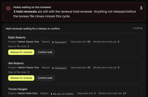 Card Lifecycle Operations running on sample data