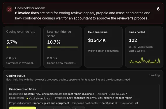 Invoice Coding Workbench running on sample data