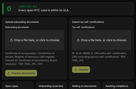 KYC Onboarding Command Center running on sample data