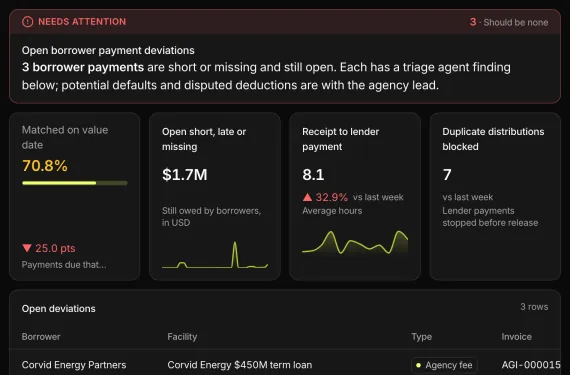 Loan Agency Servicing Console running on sample data