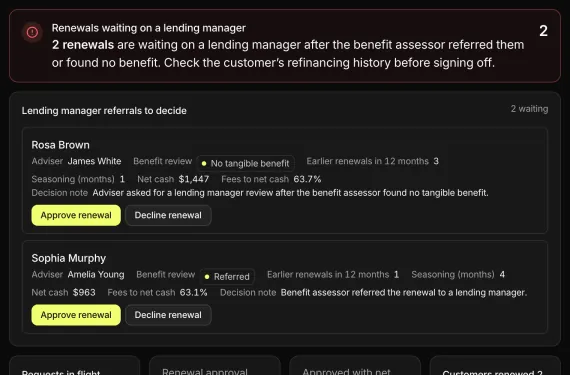 Loan Renewal and Flipping Watch running on sample data