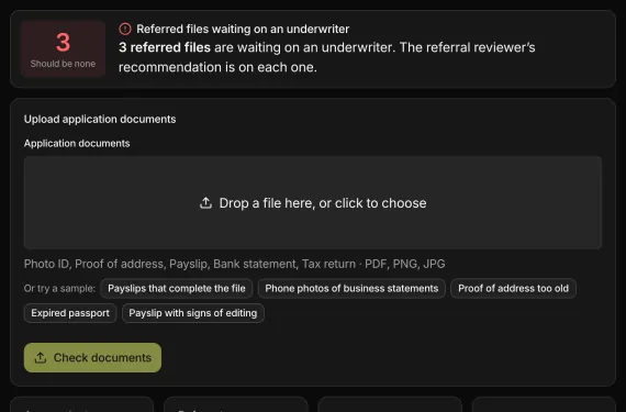 Personal Loan Decisioning Desk running on sample data