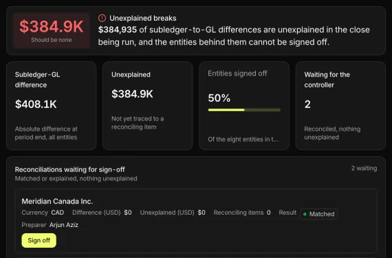 Receivables Close and Insight running on sample data