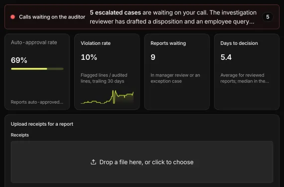 T&E Audit Console running on sample data