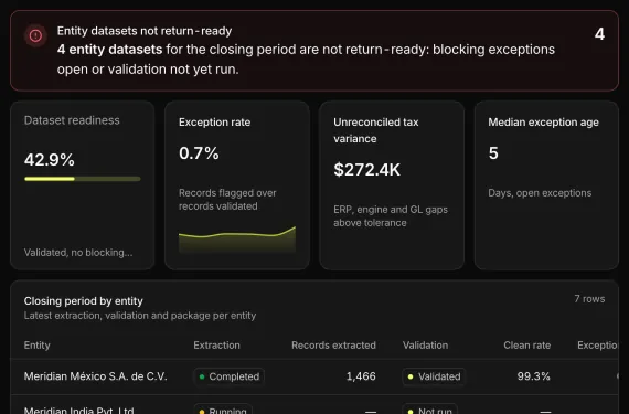 Tax Data Readiness Hub running on sample data