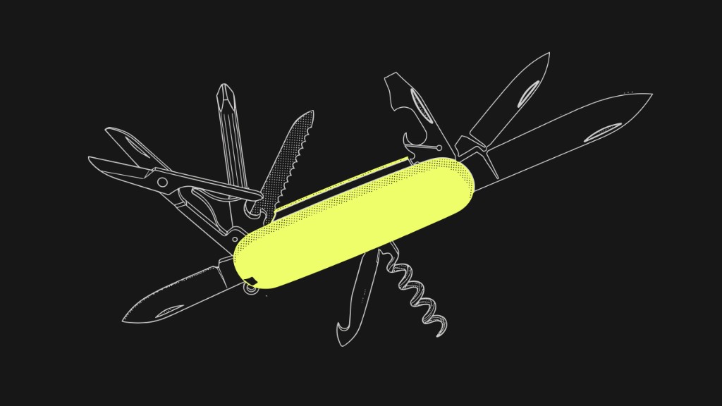 Stylized yellow multi-tool on black background symbolizing AI for cross-departmental workflows