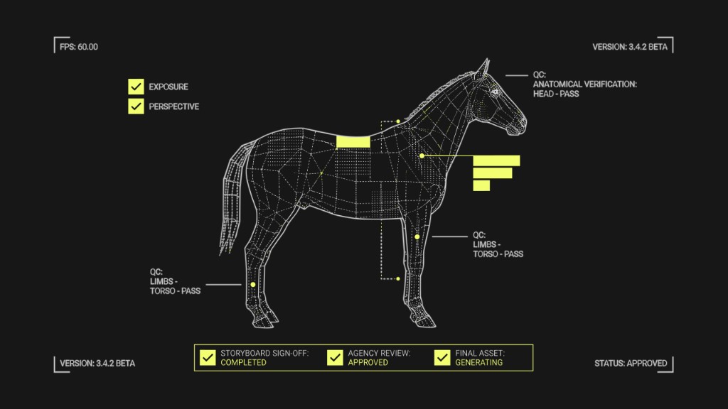 QC-style Enterprise AI interface with wireframe asset and verification labels representing AI for enterprise productivity