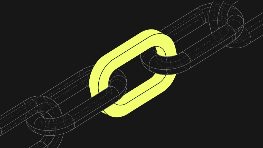 Interlinked chain with highlighted lime link, AI in supply chain automation