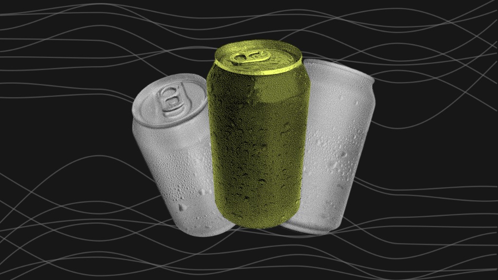Lime green beverage can between two silver cans on a dark background—metaphor for a unified cognitive automation engine versus fragmented legacy stacks