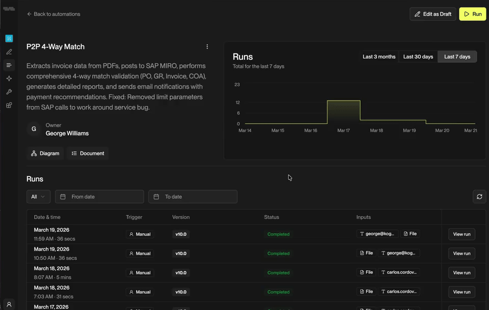 Deterministic execution log