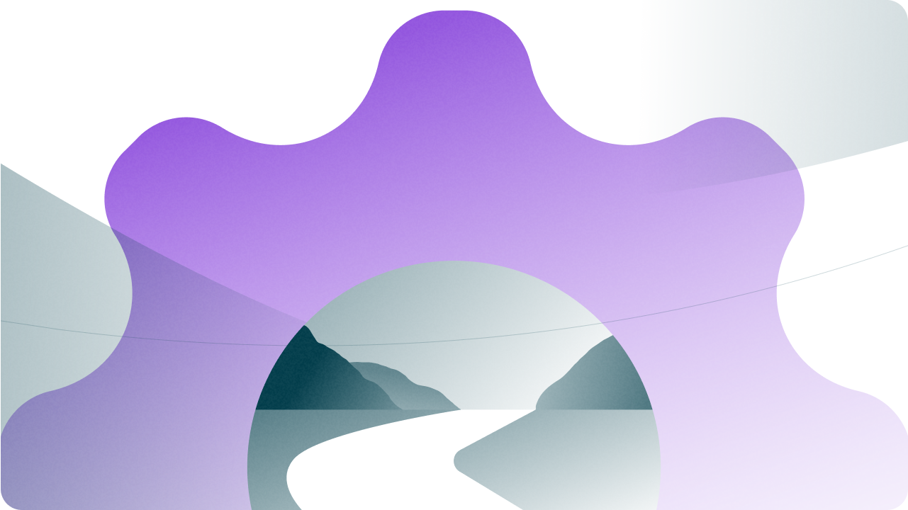 A gear showing a landscape behind it, illustrating the shift toward new digital opportunities and technological growth
