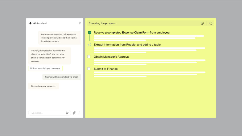 Image of Kognitos platform step 2 in creating an AI agent