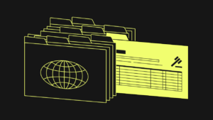 A graphic of file folders, one with a globe icon, and a compliance document, symbolizing cross-border legal documentation.